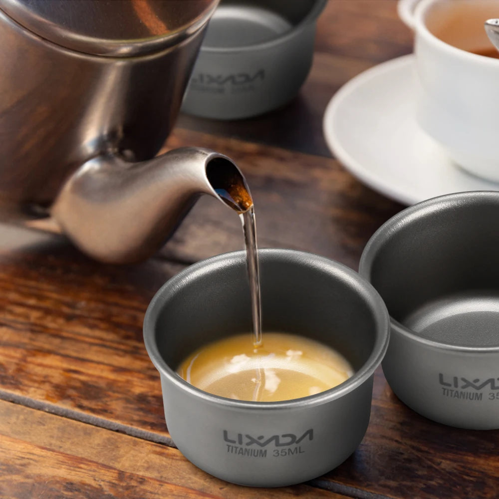 1/3pcs Lixada 35ml Mini Titanium Tea Cup Home Office Outdoor Camping Hiking Coffee Tea Cup Mug 8g