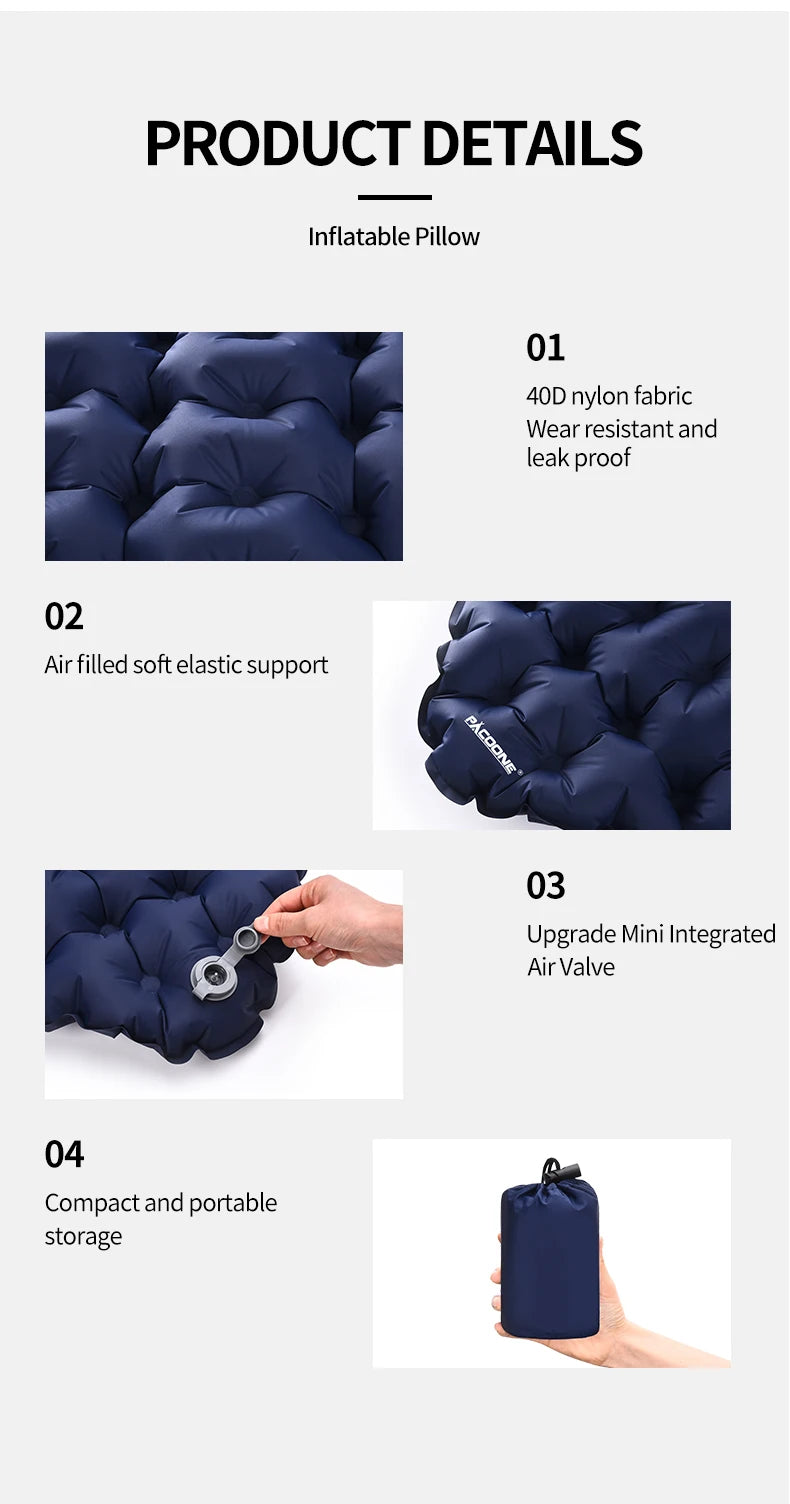 40x30cm Air Cushion Pillows Outdoor Camping Sleep Cushion Folding Inflatable Pillows Chair Cushion Seat Pads With Storage Bag
