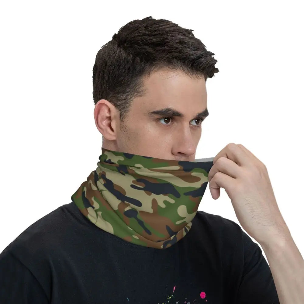 Custom Flecktarn Camo Bandana Neck Gaiter Windproof Face Scarf Cover Men Women Woodland Camouflage Headwear Tube Balaclava