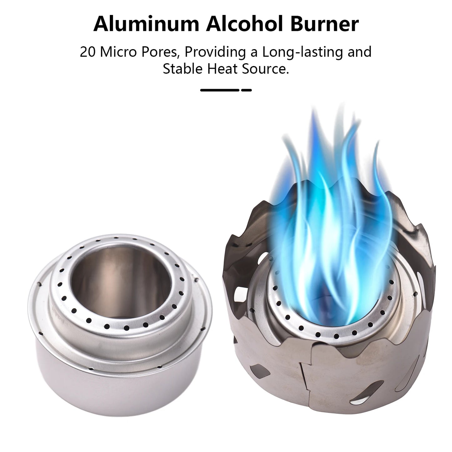 Camping Cooking Set Ti 500ml Cup Fork Spoon Alcohol Stove Windscreen Portable Camping Cook Sets for 1 People
