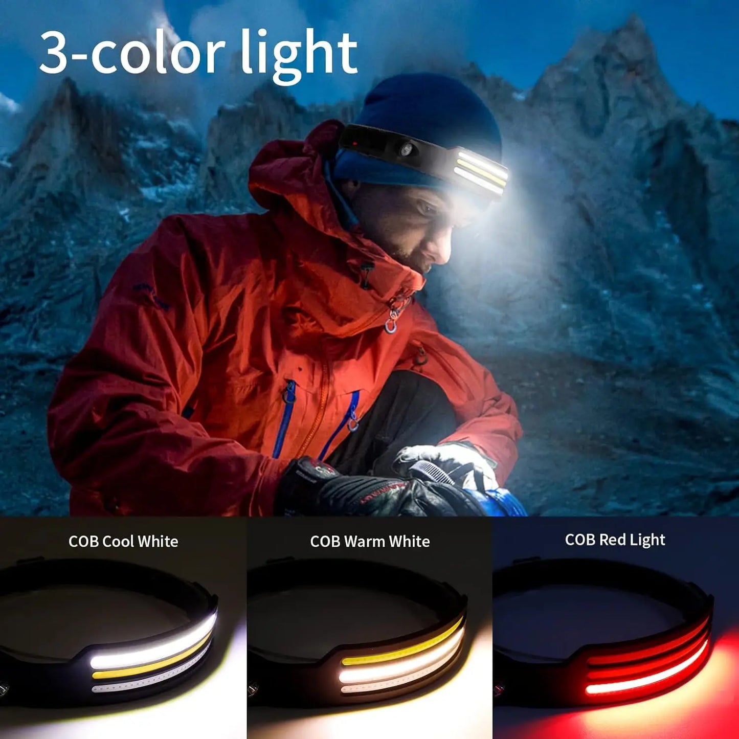 Powerful Induction COB LED Headlamp USB Rechargeable