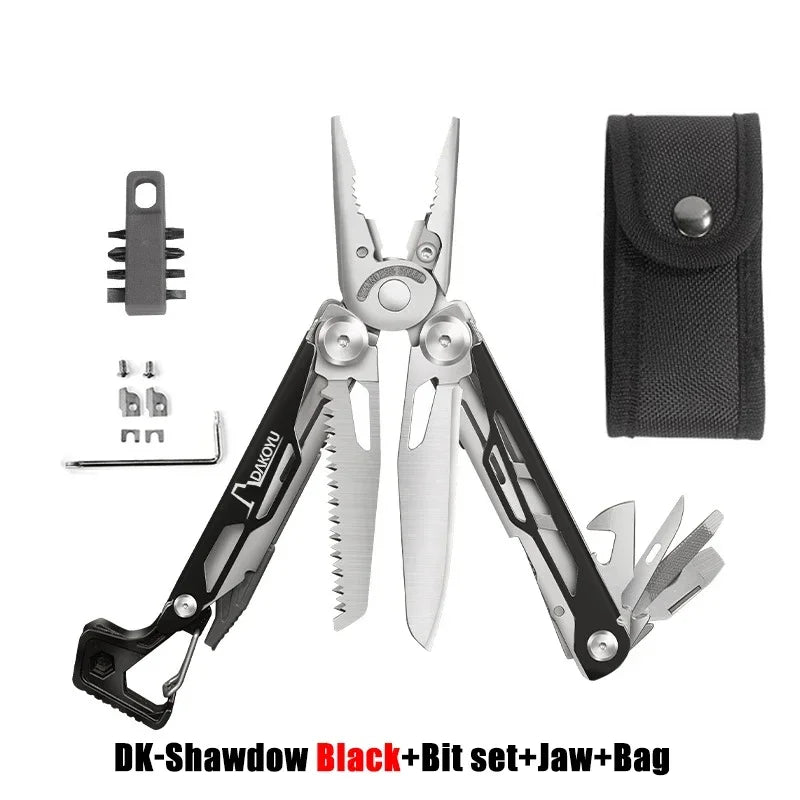DAKOYU DKShadow Multitool Camping Pliers with Emergency Whistle -8 Color Compact Outdoor Tool, Suitable for Hiking and Camping