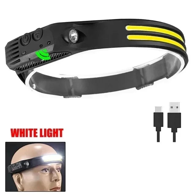 Powerful Induction COB LED Headlamp USB Rechargeable