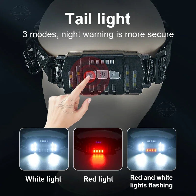 Powerful LED Headlamp 7 Modes XPE+COB Sensor Head Torch