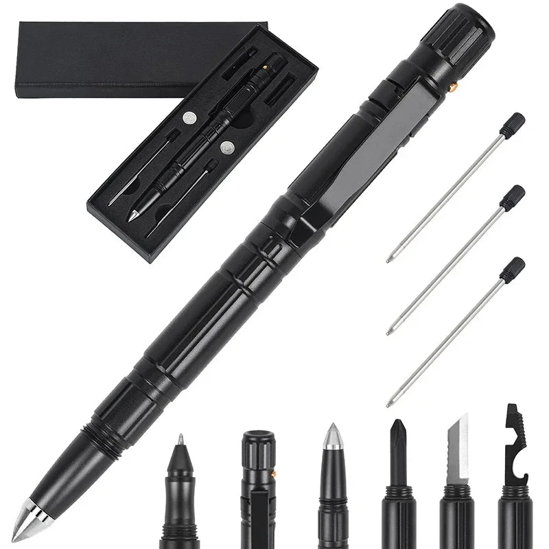Military Tactical Pen, 6-in-1 Self Defense Pen LED Flash light