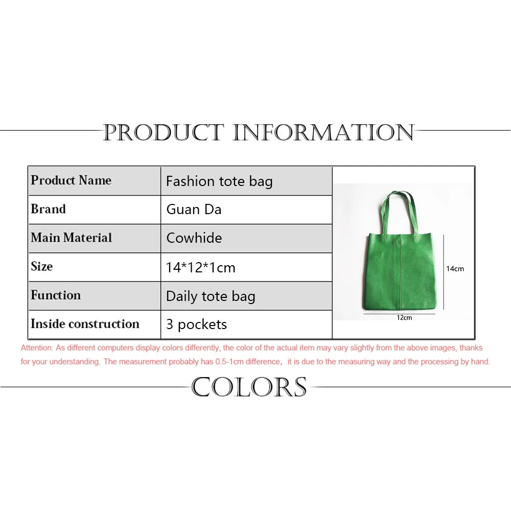 Luxury Design Genuine Leather Custom Initials Tote Bag Cowhide Daily Fashion Woman Shoulder Bag Large Capacity Business Handbag
