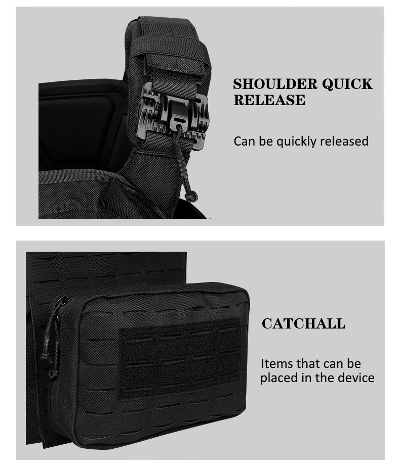 Tactical Plate Carrier Quick Release Fast Adjust Cummerbund Laser Cut Vest with Magazine Pouch MOLLE Lightweight Hunting Gear