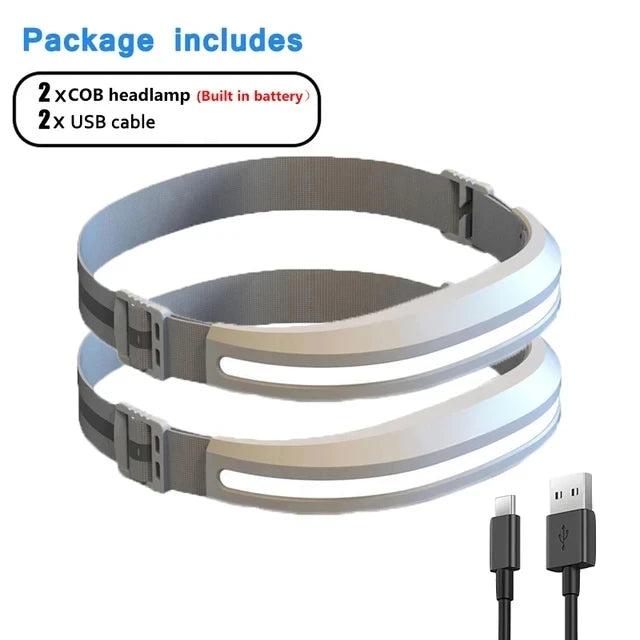 Powerful Portable COB Headlamp USB Rechargeable Red and White Light Work Light Outdoor Camping Fishing Floodlight Headlight