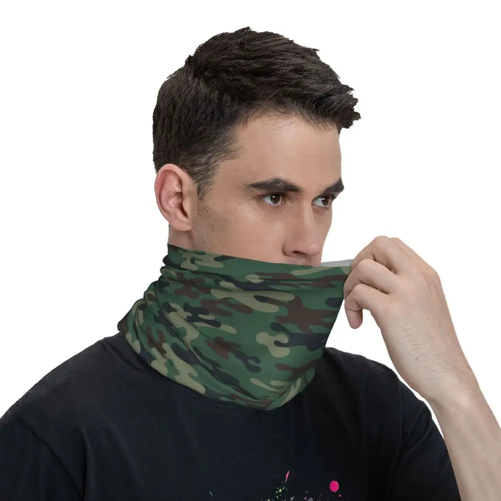 Custom Flecktarn Camo Bandana Neck Gaiter Windproof Face Scarf Cover Men Women Woodland Camouflage Headwear Tube Balaclava