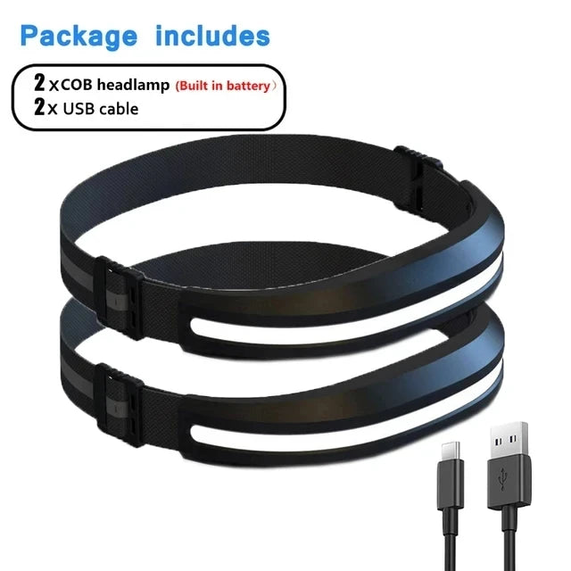 Powerful Portable COB Headlamp USB Rechargeable Red and White Light Work Light Outdoor Camping Fishing Floodlight Headlight