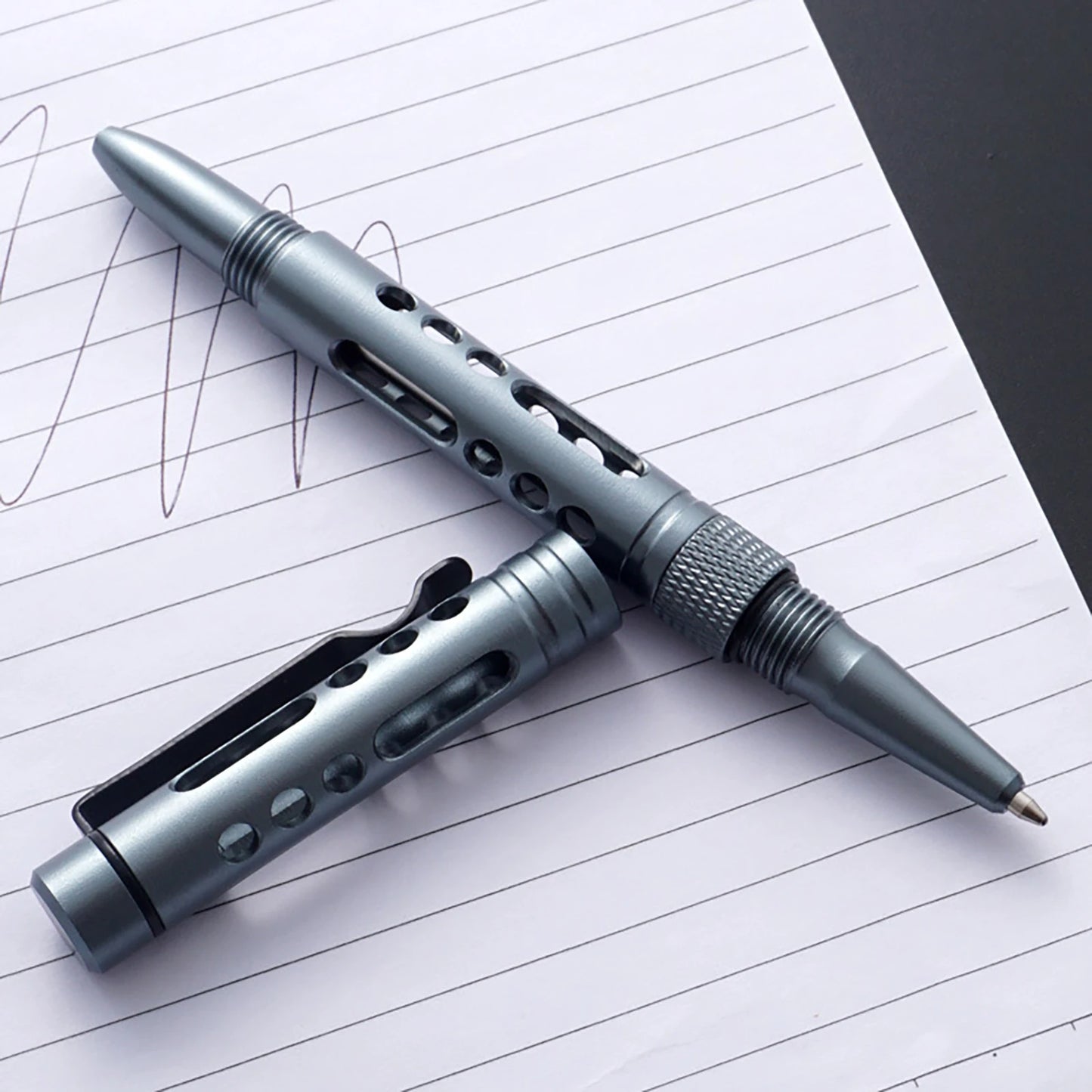 Super fine light CNC Aluminum metal knock ballpoint pen self defence survival tungsten breaker EDC