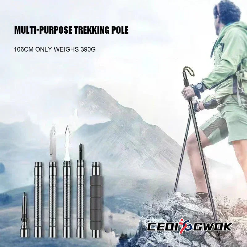 CEOI GWOK Durable Trekking Poles Lightweight Foldable Aluminum Alloy Hiking Sticks Outdoor Adventures Five-Seven Joints Poles
