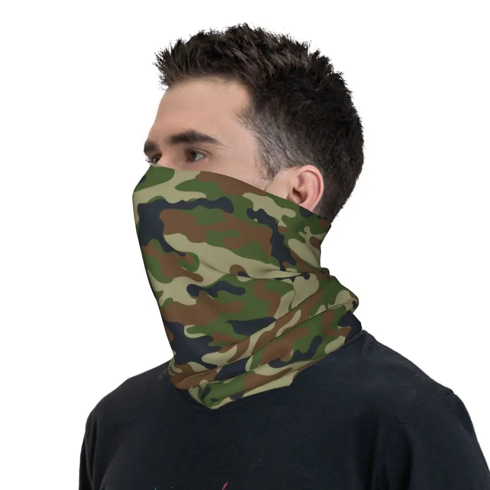 Custom Flecktarn Camo Bandana Neck Gaiter Windproof Face Scarf Cover Men Women Woodland Camouflage Headwear Tube Balaclava