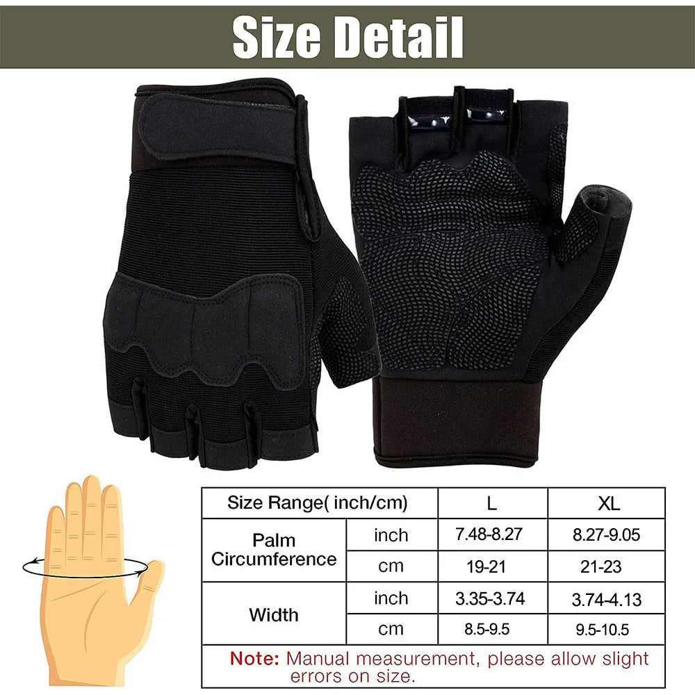 Fingerless Tactical Gloves Knuckle Protective Breathable Outdoor Camping Gloves for Shooting Hunting Motorcycling Climbing