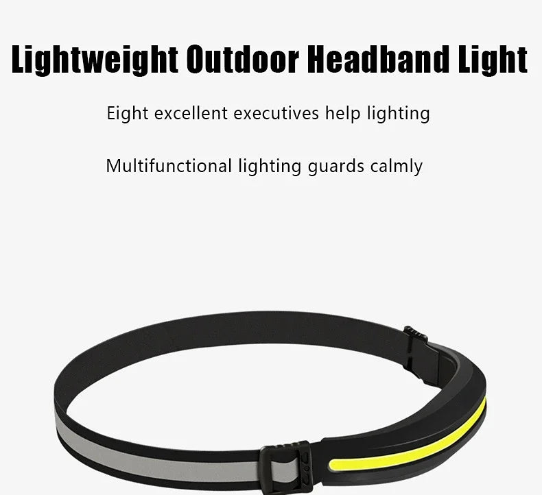 Powerful Portable COB Headlamp USB Rechargeable Red and White Light Work Light Outdoor Camping Fishing Floodlight Headlight