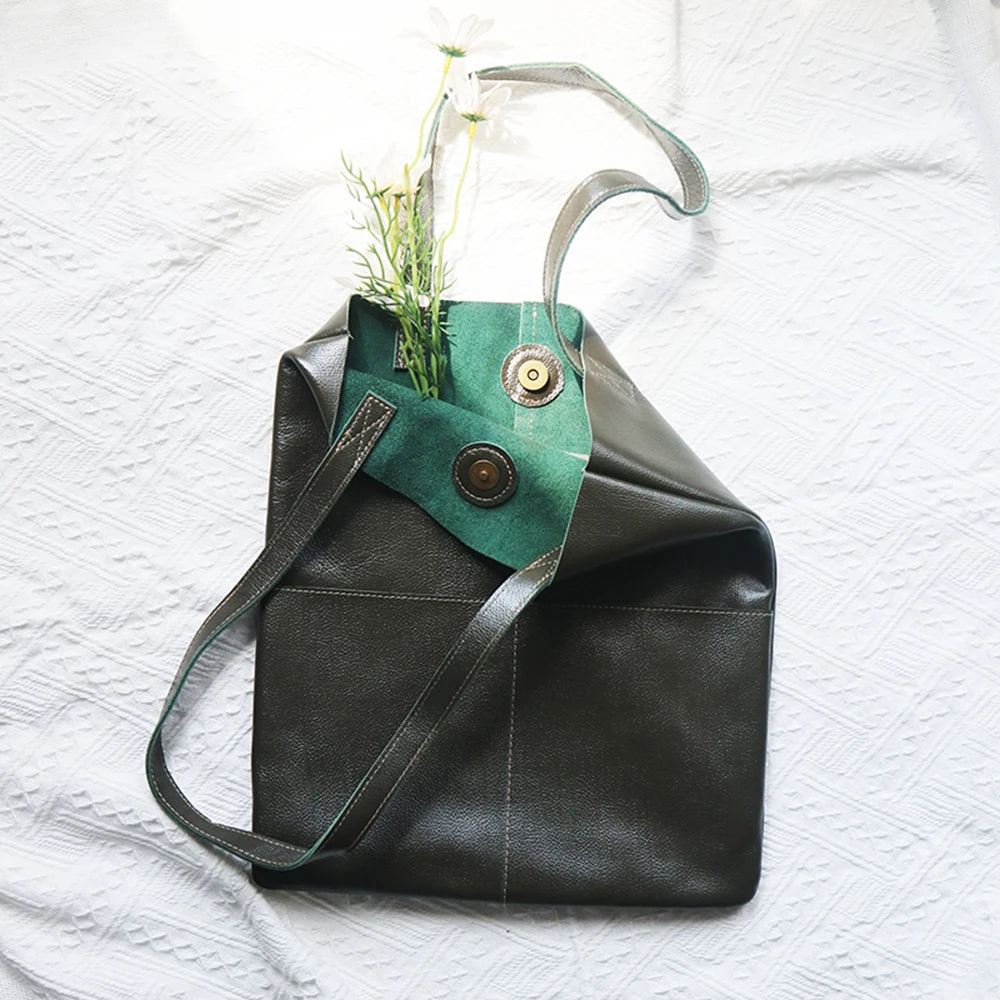 Luxury Design Genuine Leather Custom Initials Tote Bag Cowhide Daily Fashion Woman Shoulder Bag Large Capacity Business Handbag