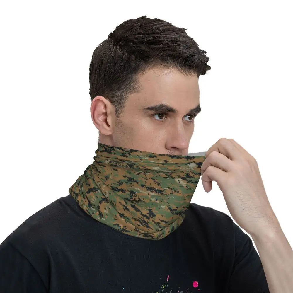 Custom Flecktarn Camo Bandana Neck Gaiter Windproof Face Scarf Cover Men Women Woodland Camouflage Headwear Tube Balaclava