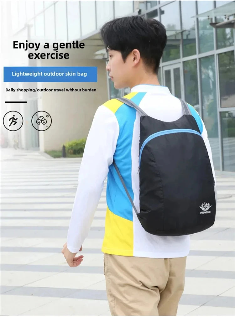 New Foldable Fitness Bag Lightweight Outdoor Cover Waterproof Wide Shoulder Strap Nylon Fabric Multi Color Backpack