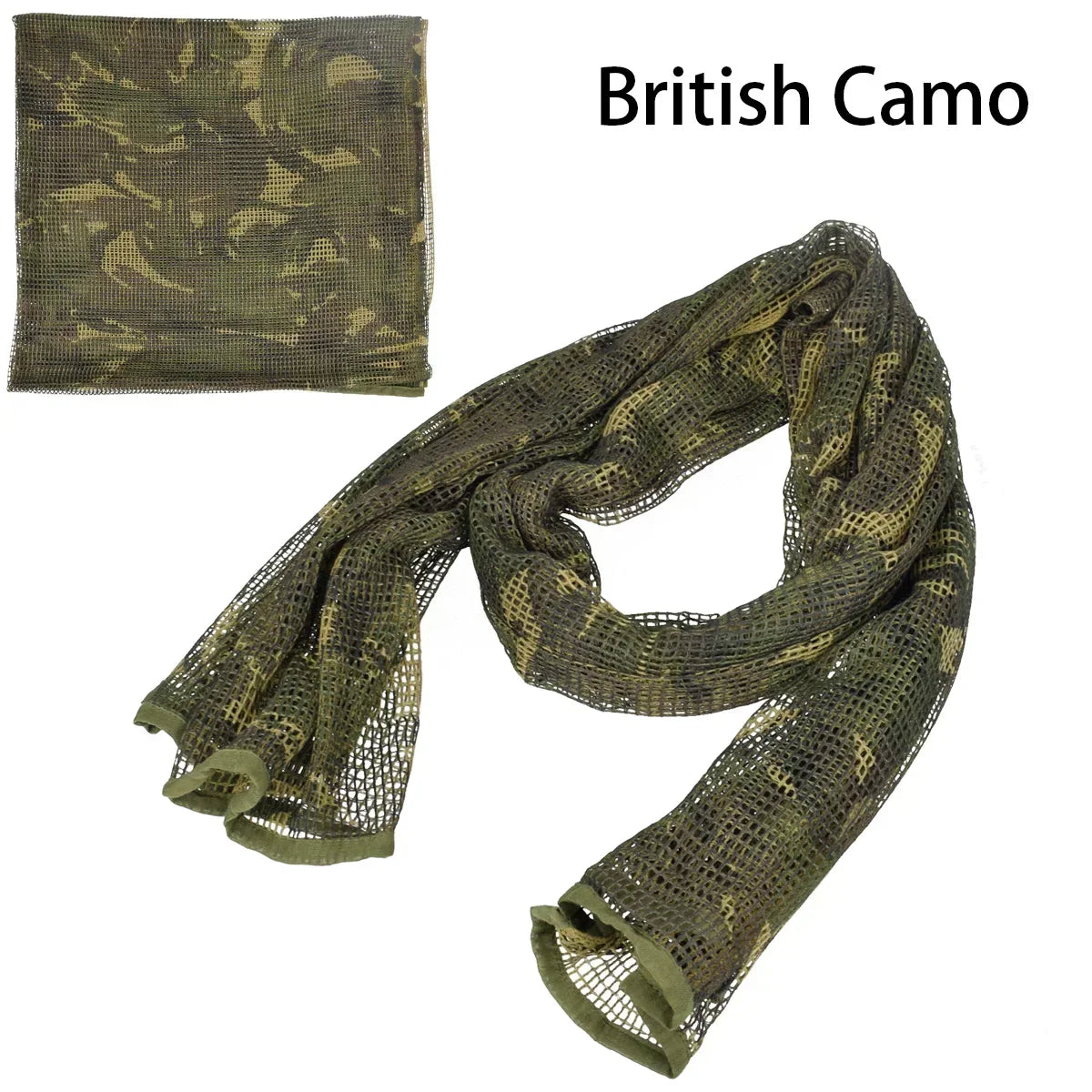 Camouflage Netting Scarf Sniper Veil Camo Mesh Face Scarf Veil Shemagh Head Wrap for Outdoor Camping Hiking Hunting Shooting
