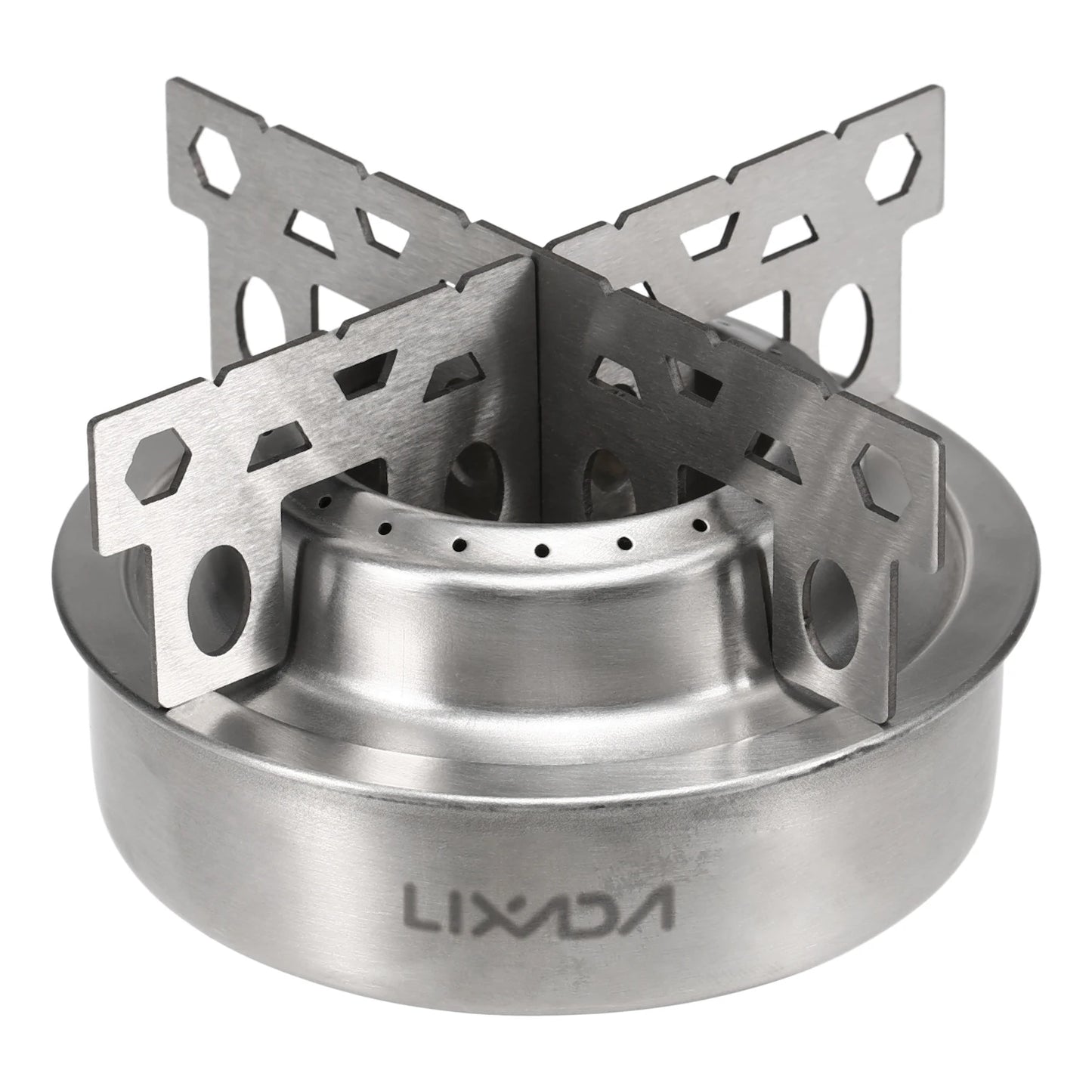 Lixada Outdoor Mini Alcohol Stove Titanium/Stainless Steel Camping Furnace with Cross Stand Stove Rack Picnic Pocket Stove