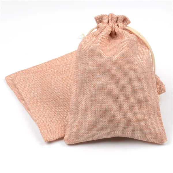 10pc (9x12cm) Handmade Natural Burlap Linen Drawstring Gift Bags Favor Wedding Christmas Gift Bag Jewelry Packaging Bags&Pouches
