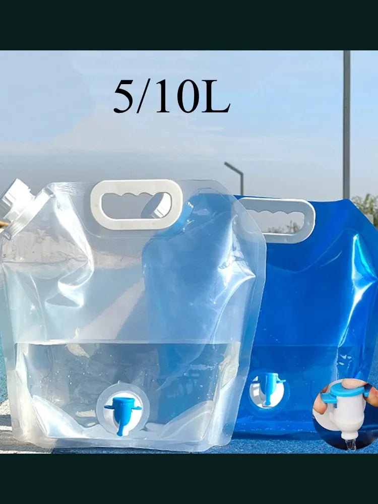 5/10L Camping Water Bag Portable Folding Water Bucket Large Water Container Outdoor Travel Collapsible Pouch Can Camping Supplie