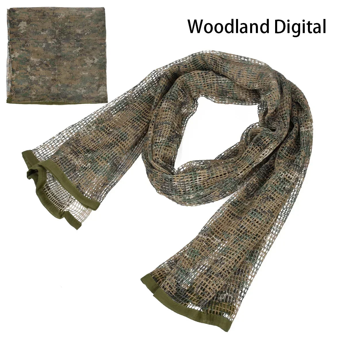 Camouflage Netting Scarf Sniper Veil Camo Mesh Face Scarf Veil Shemagh Head Wrap for Outdoor Camping Hiking Hunting Shooting