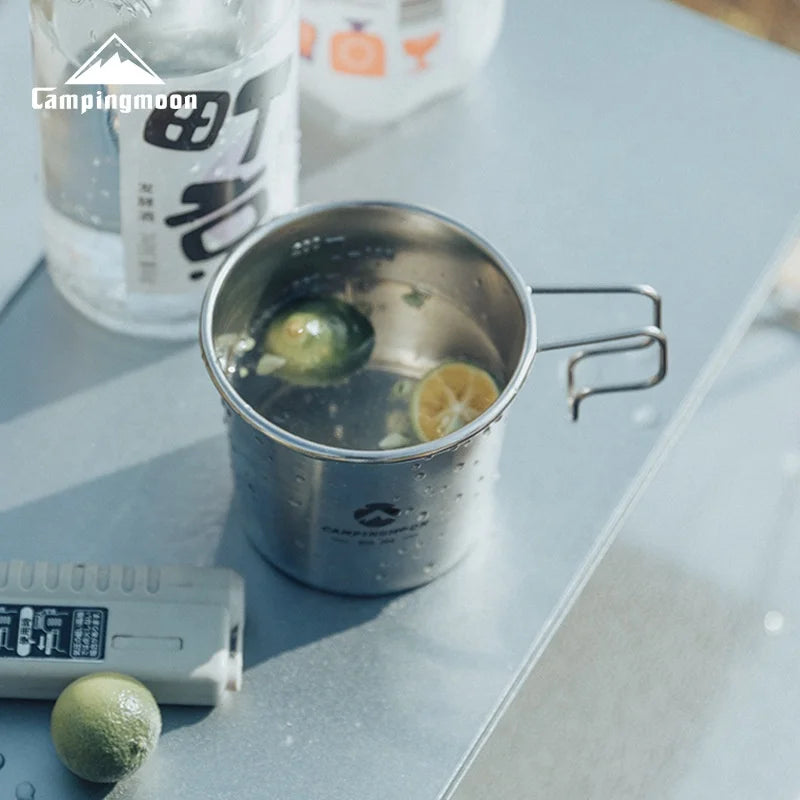 CAMPINGMOON Sierra Cup Hiking Outdoor Stainless Steel Cup Beer Mug With Handle Portable Camping Water Cup For Picnic
