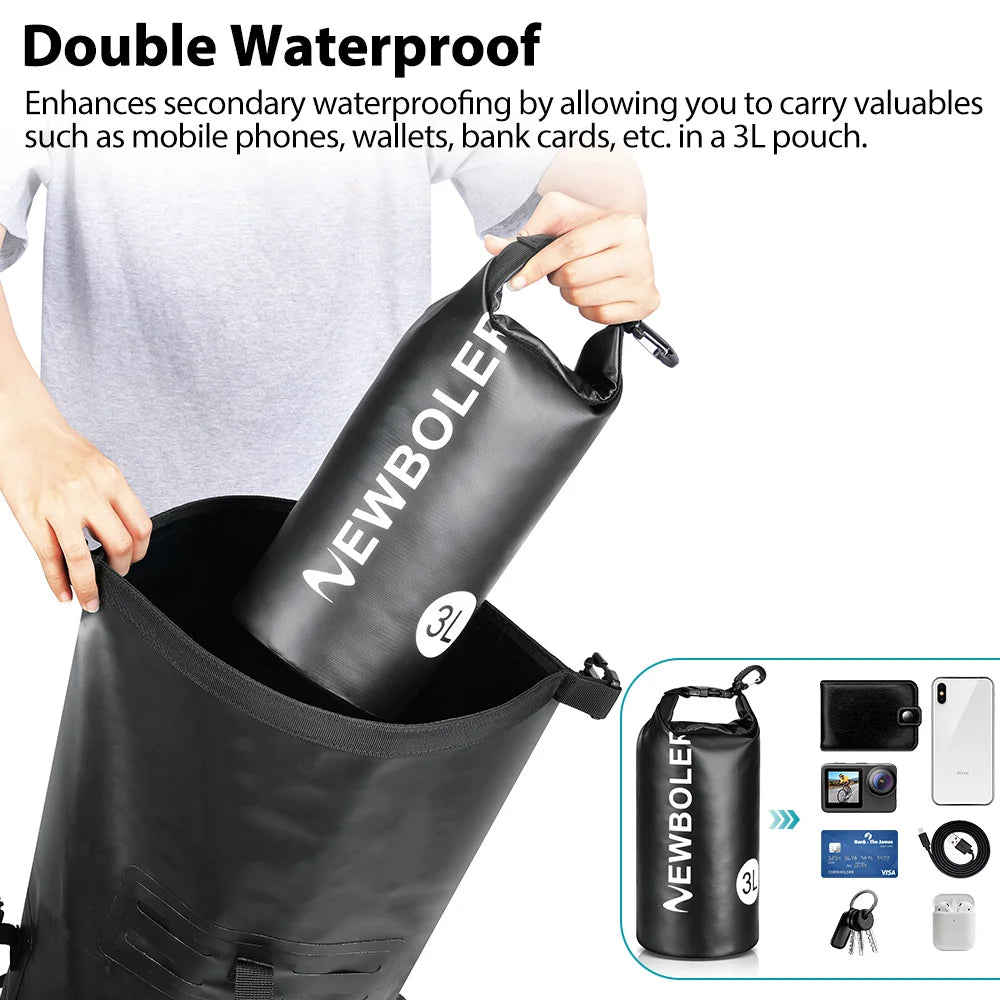 NEWBOLER 3L Waterproof Dry Bag Sack for Camping Drift Trekking Swimming Bag Rafting Kayak Trekking Fishing Outdoor Waterbag