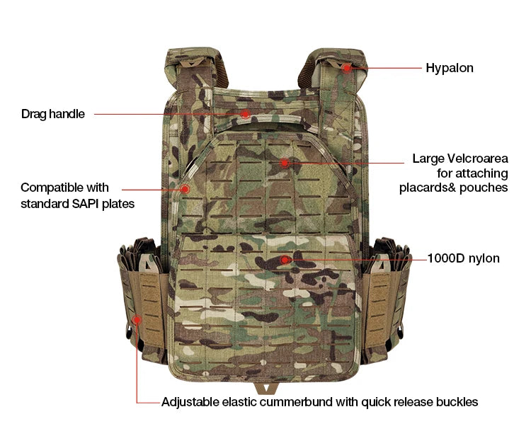 YAKEDA ATFG MOX CAMO Light Weight Quick Release Combat Plate Carrier 1000D Nylon Molle Chaleco Tactico Tactical Vest Hunting