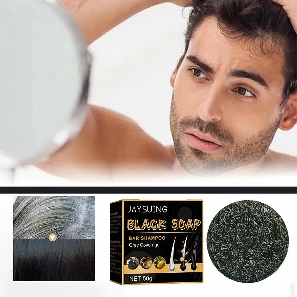 Hair Shampoo Soap Polygonum Multiflorum Black Soap White Hair Repair Soap Hair Care Set Nourishing Anti Dandruff Hair Dye Soap