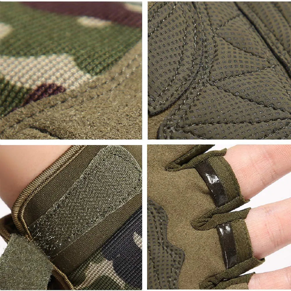 Fingerless Tactical Gloves Knuckle Protective Breathable Outdoor Camping Gloves for Shooting Hunting Motorcycling Climbing