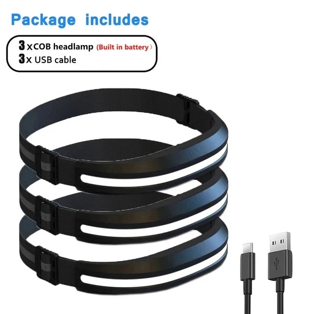 Powerful Portable COB Headlamp USB Rechargeable Red and White Light Work Light Outdoor Camping Fishing Floodlight Headlight