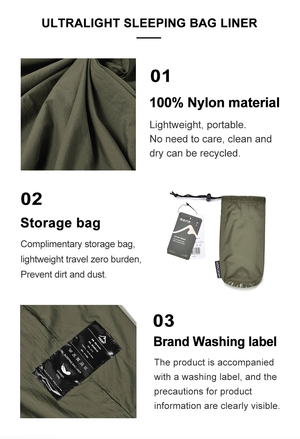 Outdoor Camping Sleeping Bag Liner Ultralight Mummy Sleeping Bag Backpack Liner Single Person Travel Sleeping Bag