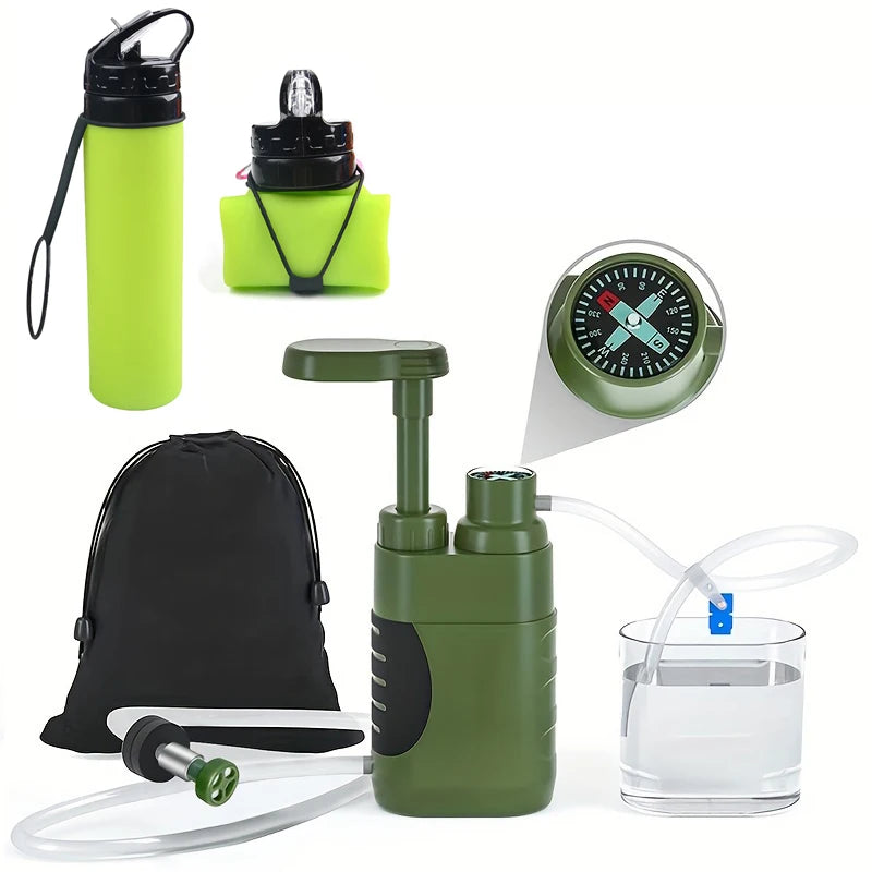 Upgrade Outdoor Water Filter Filtration System Portable Camping Water Purifier Emergency Supplies Camping Hiking Survival Tool