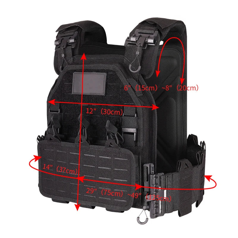 YAKEDA Tactical Vest 6094 Fast detachable light laser cut outdoor hunting black gear carry vest of high quality