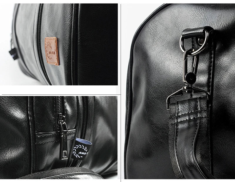 Leather Handbag Gym Bag Fitness Travel Shoe Pocket Luggage Outdoor Shoulder Crossbody Duffle Side Sac De Sports Bag For Men