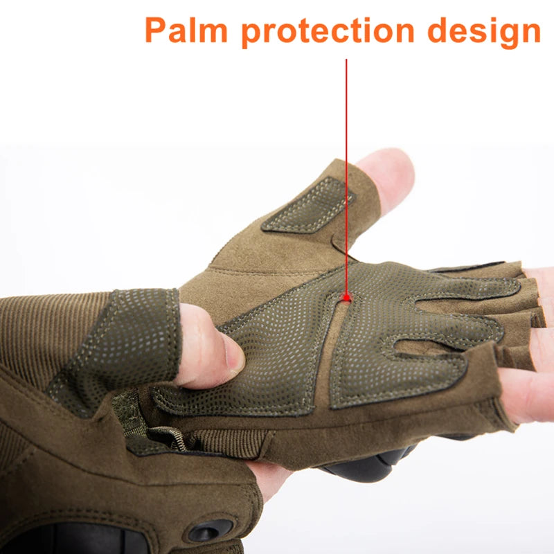 Mountaineering Outdoor Tactical Fingerless Gloves Hard Knuckle Paintball Airsoft Hunting Combat Riding Hiking Half Finger Glove