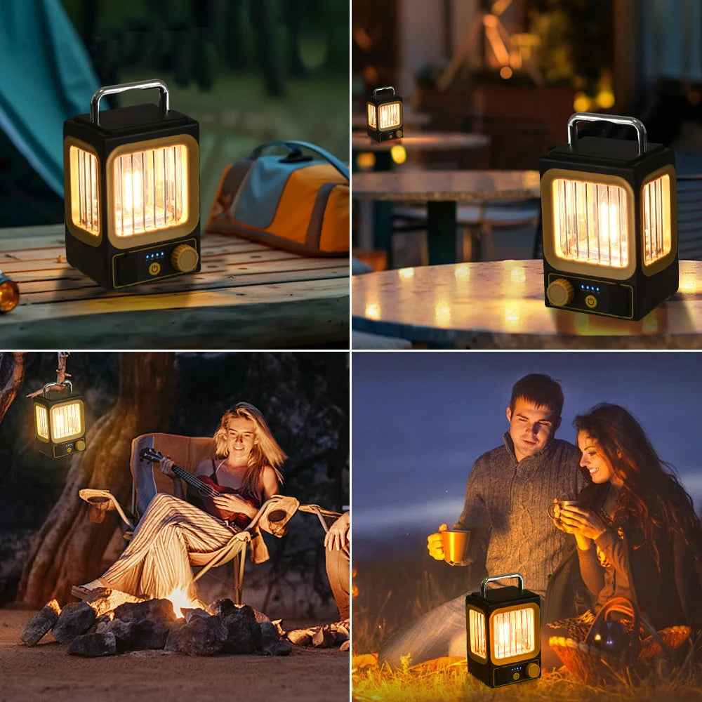 LED Rechargeable Flashlight Camping Lantern 5 Modes Super Bright Portable Hanging Tent Lamp Waterproof Hiking Fishing Outdoor