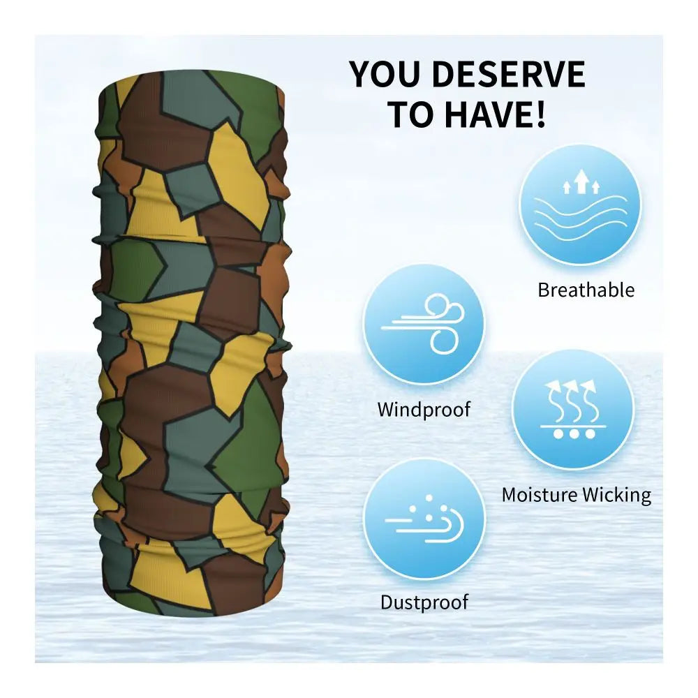 Custom Flecktarn Camo Bandana Neck Gaiter Windproof Face Scarf Cover Men Women Woodland Camouflage Headwear Tube Balaclava