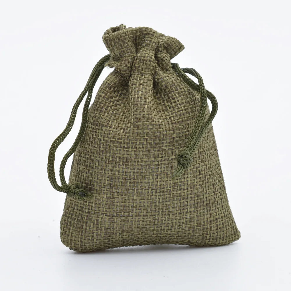 5pcs Multisize Jute Burlap Linen Drawstring Bag Christmas Halloween Gift Bags Wedding Birthday Party Candy Chocolate Packing Bag