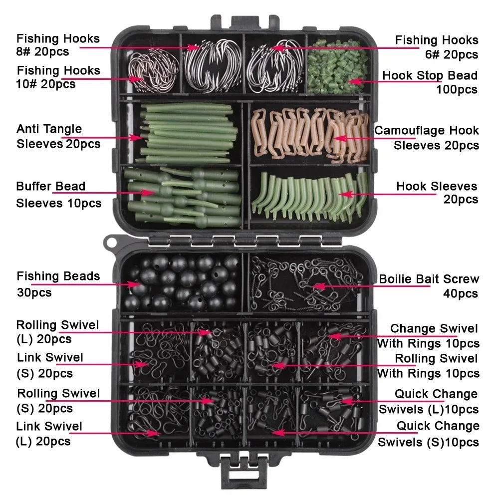 Articulos De Pesca Carp Fishing Tackle Kit Anti Tangle Sleeves Hook Stop Beads Swivels All for Fishing Goods Accessories