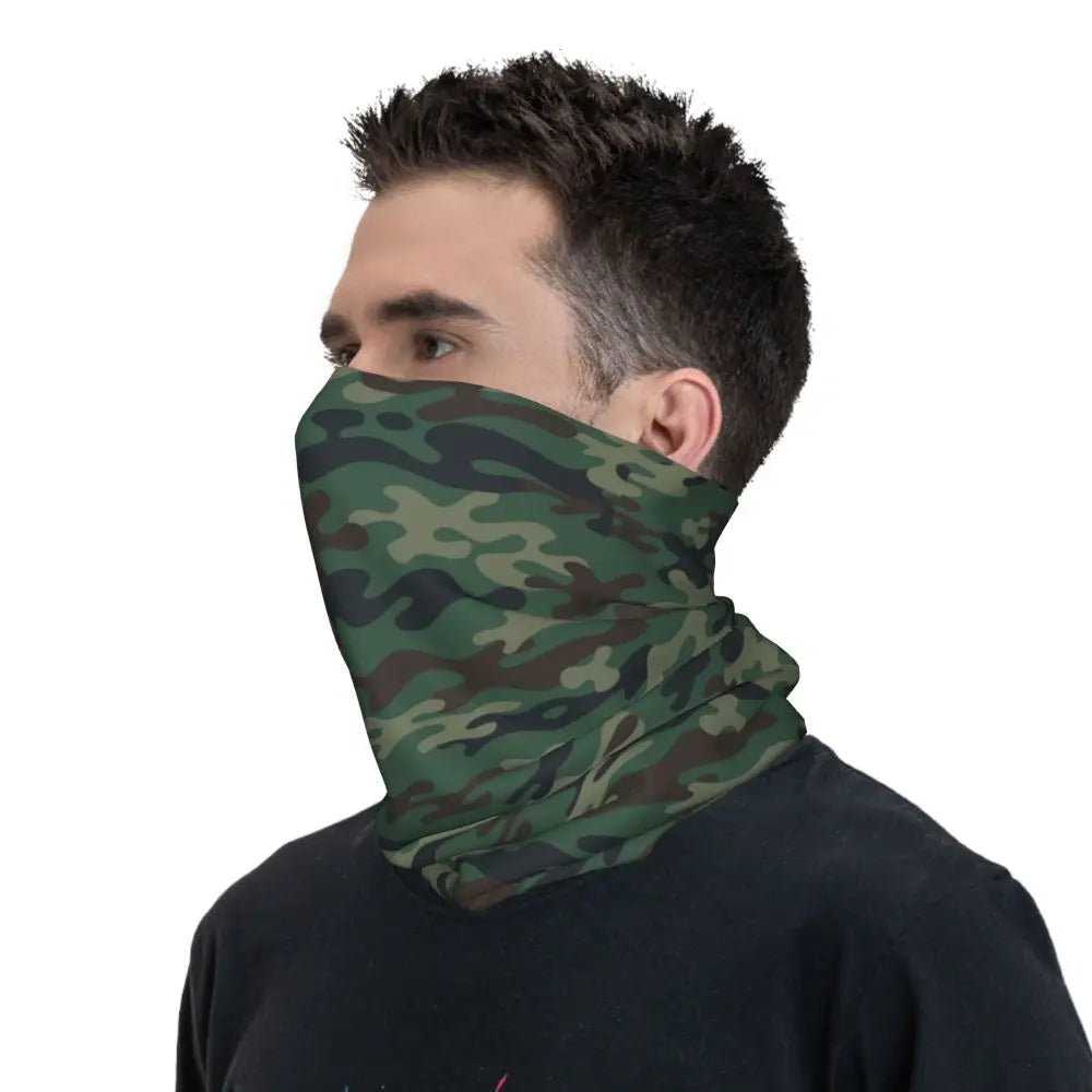 Custom Flecktarn Camo Bandana Neck Gaiter Windproof Face Scarf Cover Men Women Woodland Camouflage Headwear Tube Balaclava