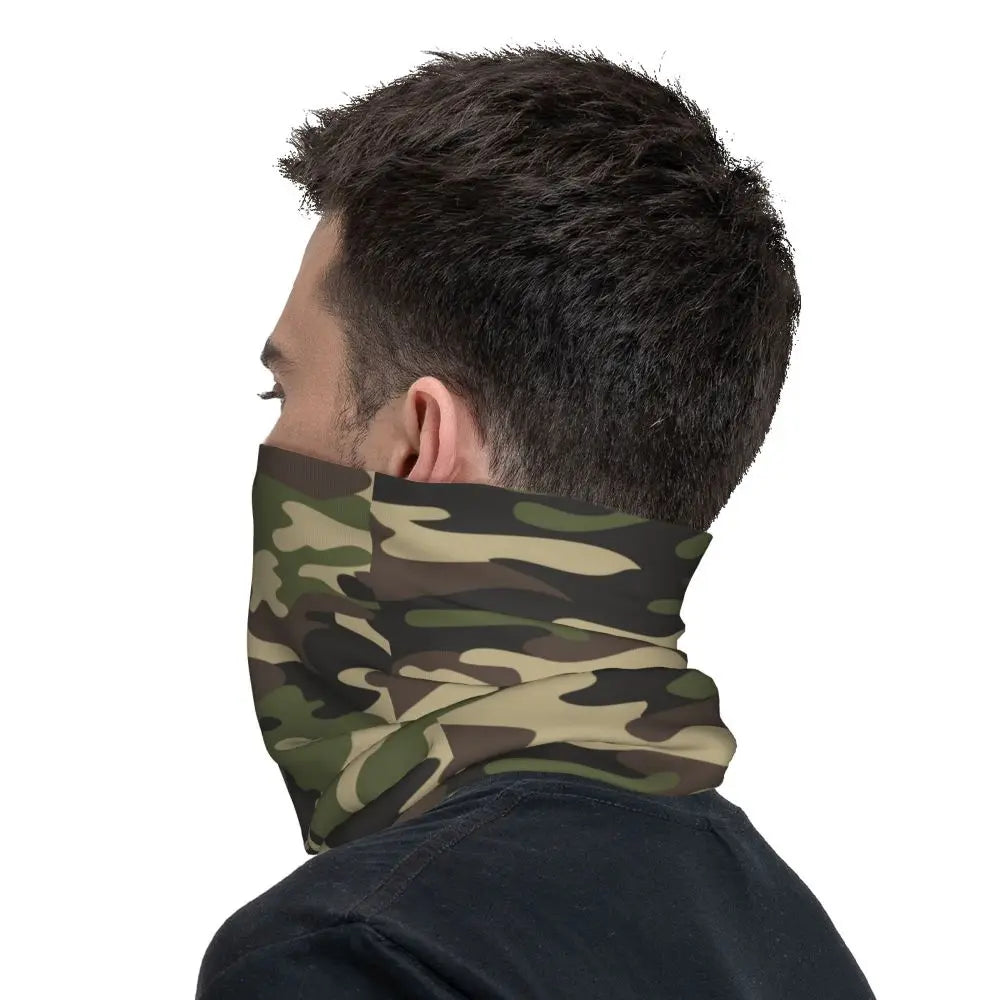 Custom Flecktarn Camo Bandana Neck Gaiter Windproof Face Scarf Cover Men Women Woodland Camouflage Headwear Tube Balaclava