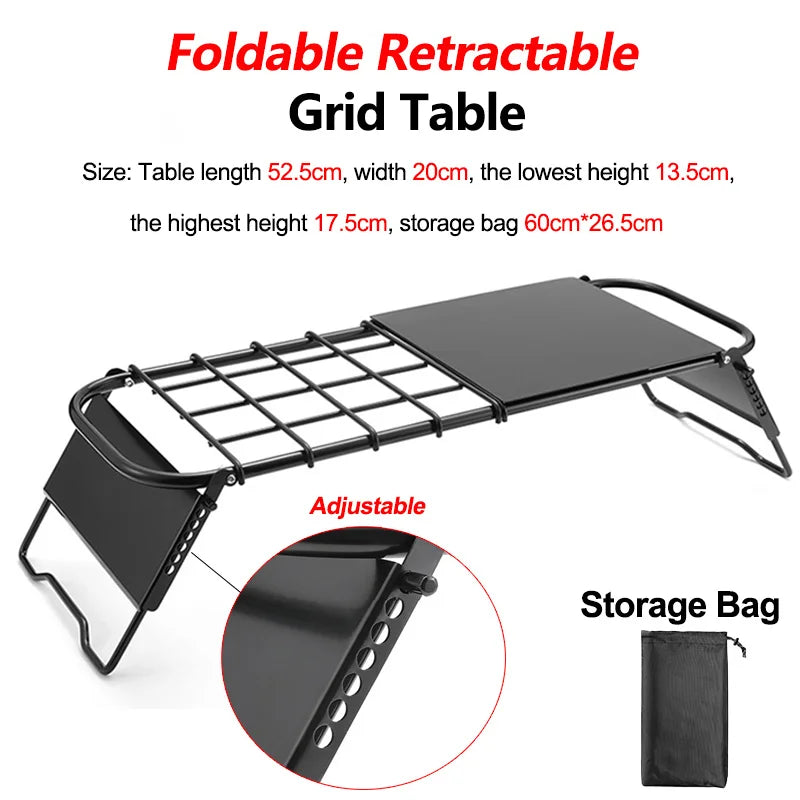 BBQ Grill Multifunctional Folding Campfire Grill Portable Stainless Steel Camping Grill Grate Gas Stove Stand Outdoor BBQ Rack