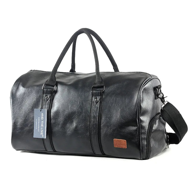 Leather Handbag Gym Bag Fitness Travel Shoe Pocket Luggage Outdoor Shoulder Crossbody Duffle Side Sac De Sports Bag For Men