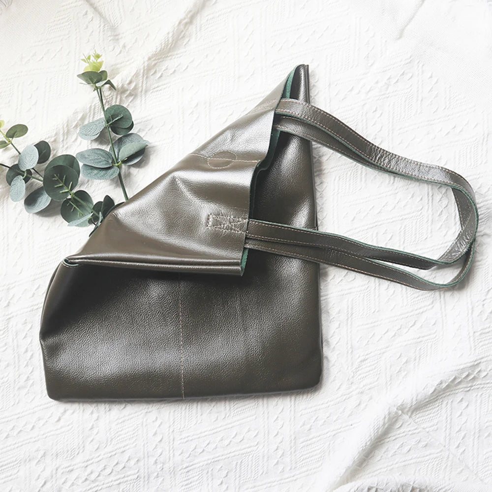 Luxury Design Genuine Leather Custom Initials Tote Bag Cowhide Daily Fashion Woman Shoulder Bag Large Capacity Business Handbag