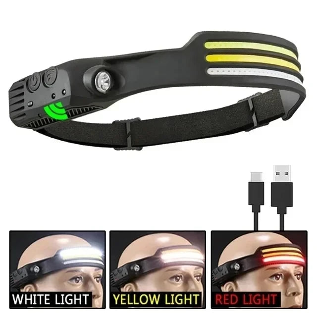 Powerful Induction COB LED Headlamp USB Rechargeable