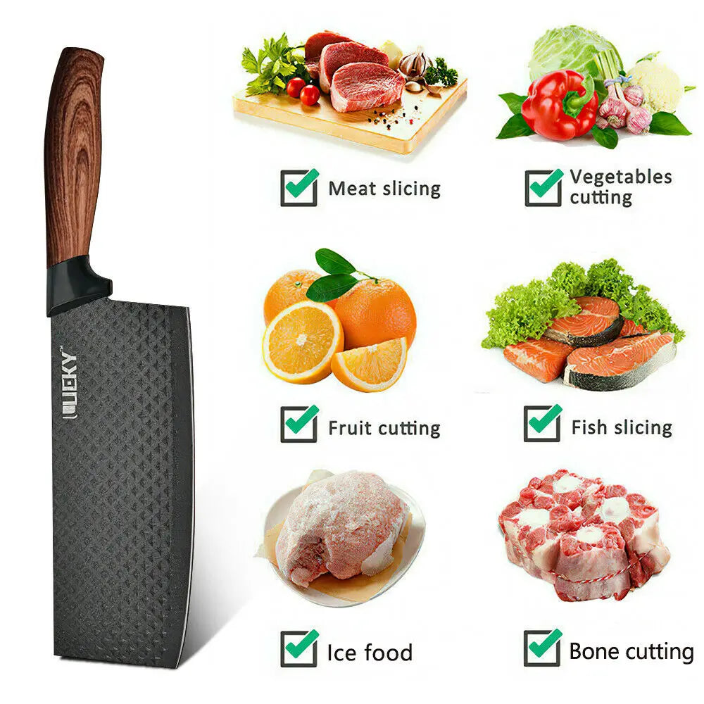 Kitchen Knives Sets Stainless Steel Forged Chef Kitchen Knife Set Scissors Vegetable Peeler Slicer Paring Knife Diamond Pattern