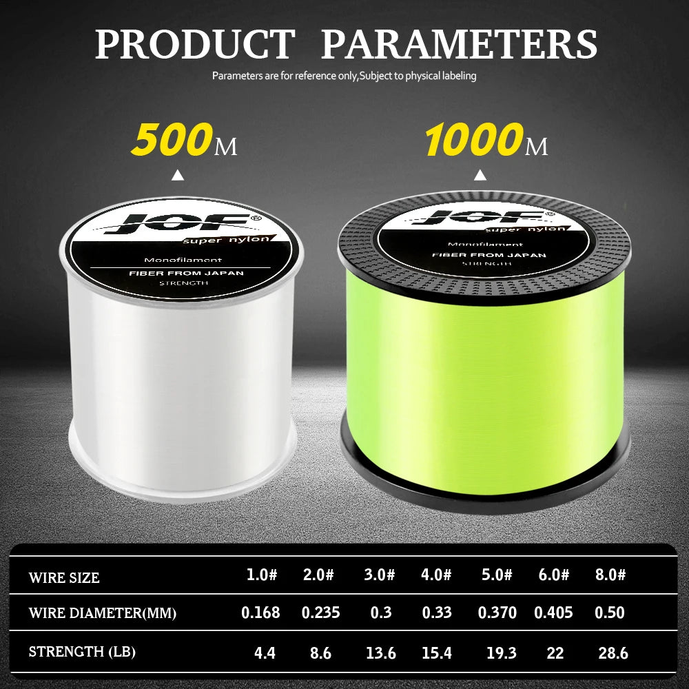 2024 Band New 500m Nylon Fishing Line Super Strong 4.4LB - 28.6LB 6 Colors Japan Monofilament Main Line Fishing Line Accessories